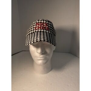 Alabama Nick Chick Visor Hat  Womens Saban Black Houndstooth Slide Adjust Cotton